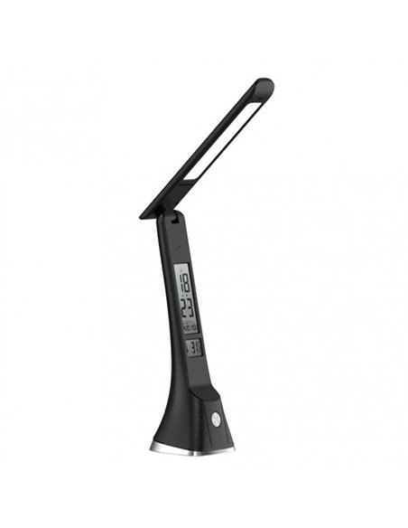 Flexo Apofilita 5w 400lm Negro 4000k 28x8x25cm Reg.3 Intensidades Digital C/fecha-hora-alarma-temp.
