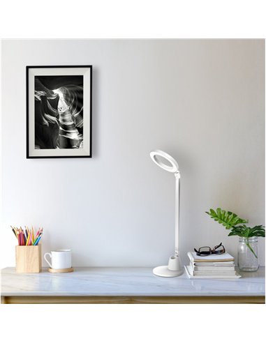 Flexo Calcita 8w 640lm 4000k Blanco/plata 55x16x16  Cm Tactil Y Regulable Intensidad