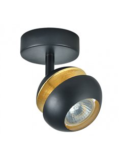 Foco Beethoven 1xgu10 Negro/oro  14x13x8