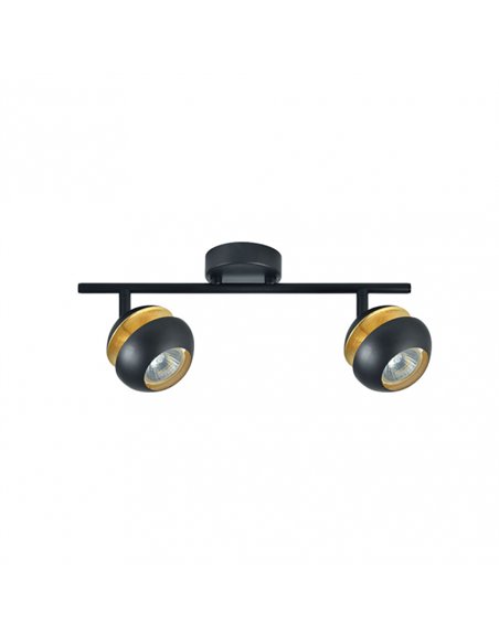 Regleta Beethoven 2xgu10 Negro/oro   14x36