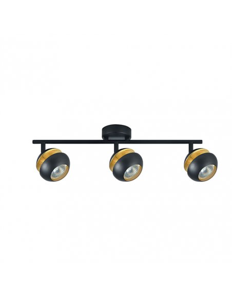 Regleta Beethoven 3xgu10 Negro/oro  14x48
