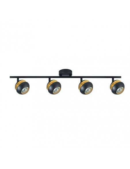 Regleta Beethoven 4xgu10 Negro/oro  14x69