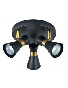 Plafon Maximo 3xgu10 Negro/cuero 13x20x20 Cm