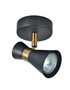 Foco Maximo 1xgu10 Negro/cuero 15x12x8