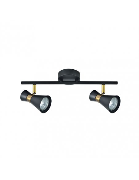 Regleta Maximo 2xgu10 Negro/cuero 15x36
