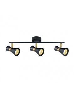 Regleta Maximo 3xgu10 Negro/cuero 15x48 2