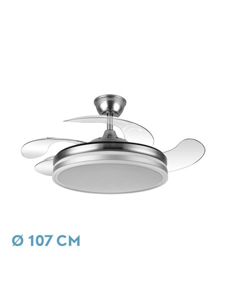 Ventilador Bayomo 59w 6980lm Niquel 4 Aspas Desp. 34