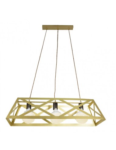 Colgante Rectangular Melli 3xe27 Oro  Regx85x30 Cm