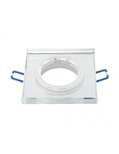 Empotrable Cristal Solna 1xgu10 Cuadrado Grosor 1cm  Transparente C/portalampara 1x9x9 Cm Corte 6 Cm