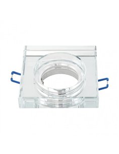 Empotrable Cristal Solna 1xgu10 Cuadrado Grosor 2cm  Transparente C/portalampara 2x9x9 Cm Corte 6 Cm