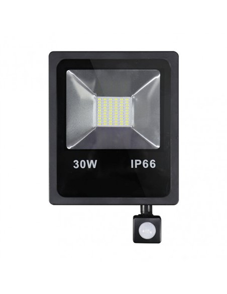 Proyector C/sensor  Olivino 30w 6500k Negro 2700lm  Led Sm Ip66 27