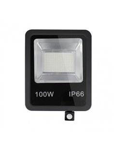 Proyector C/sensor  Olivino 100w 6500k Negro 9000lm  Led Sm Ip66 39
