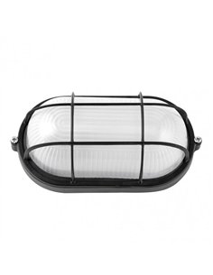 Aplique Ext.oval Aluminio Apus Grande 1xe27 Negro 11