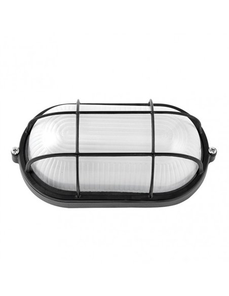 Aplique Ext.oval Aluminio Apus Grande 1xe27 Negro 11