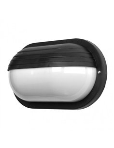 Aplique Ext.oval Canopus Grande 1xe27 Policarb.negro Ip44 10x26x15 Cm