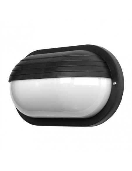 Aplique Ext.oval Canopus Grande 1xe27 Policarb.negro Ip44 10x26x15 Cm