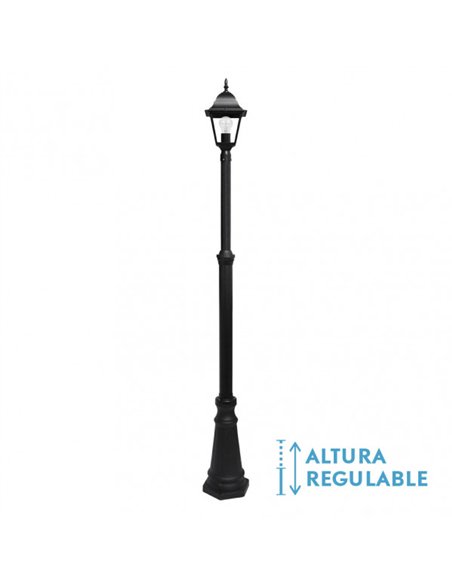 Farola Exterior Aluminio Spica 1xe27 Negro Ip44 220x20x20 Cm  Regulable En Altura
