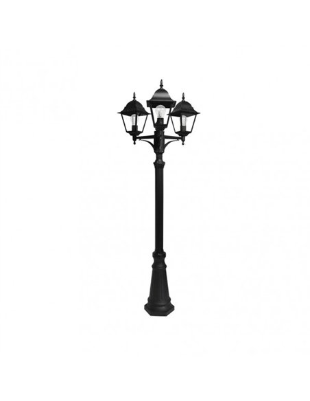 Farola Exterior Aluminio Spica 3xe27 Negro Ip44 220x62x62 Cm  Regulable En Altura