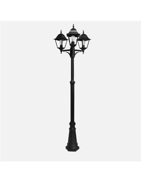 Farola Exterior Aluminio Spica 3xe27 Negro Ip44 220x62x62 Cm  Regulable En Altura