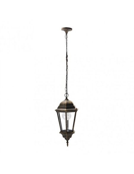 Colgante Ext.aluminio Regulus 1xe27 Neg/oro Ip44  Regx23x23 Cm