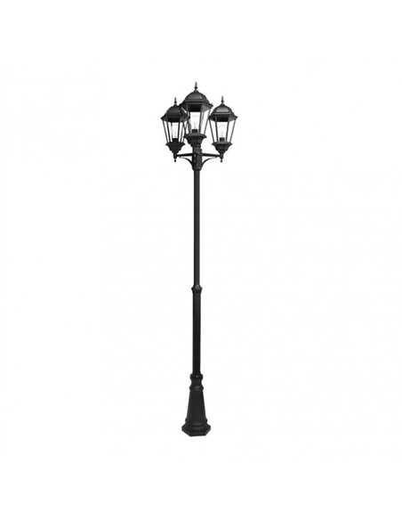 Farola Exterior Aluminio Regulus 3xe27 Negro    230x60x60 Cm Regulable En Altura  Ip44