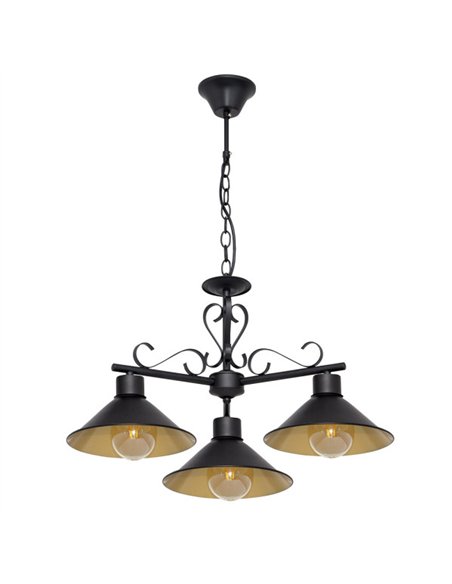 Lampara Azalea 3xe27 Negro/oro Regx54x54 Cm