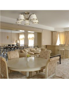 Lampara Trebol 5xe14 Cuero Pant.beis 24x59x59 Cm 2