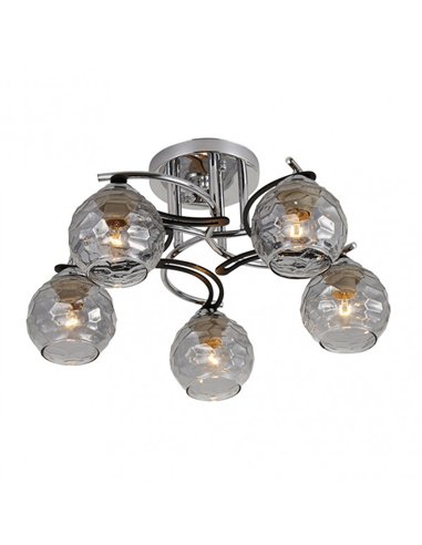 Lampara Etna 5xe14 Cromo/wengue 23x46x46 Cm