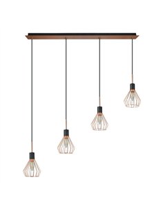 Colgante San Petersburgo 4xe14 Negro/cobre Regx83x13 Cm