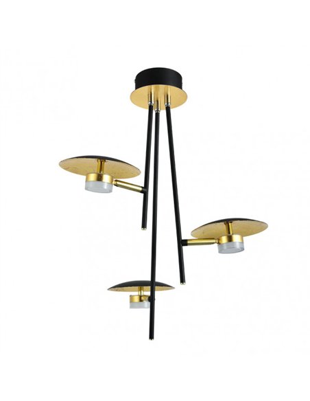 Colgante Ciudad Del Cabo 3l 18w 4000k Negro/oro 53x39x39 Cm 1440 Lm Dirigible Y Orientable