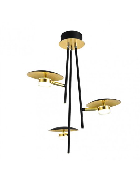Colgante Ciudad Del Cabo 3l 18w 4000k Negro/oro 53x39x39 Cm 1440 Lm Dirigible Y Orientable