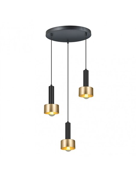 Lampara Allende 3xe27 Negro/oro Regx35x35 Cm