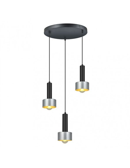 Lámpara Allende 3xe27 Negro/plata Regx35x35 Cm