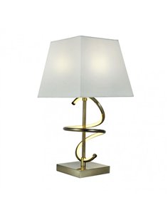 Sobremesa Nueva York 8w 4000k+1xe27 Cuero Pantalla Blanco Roto  600lm 44x23x23 Cm 2