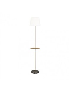 Pie Salon Acero 1xe27 Niquel C/pantalla Blanca C/mesita Aux. Incorporada 168x30x30 Cm