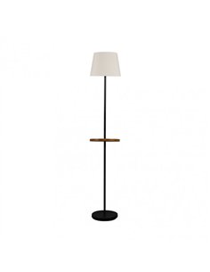 Pie Salon Acero 1xe27 Negro C/pantalla Beis  C/mesita Aux. Incorporada 168x30x30 Cm