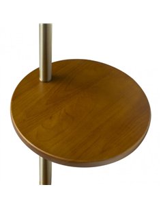 Pie Salon Seda 1xe27 Cuero C/pantalla Beis C/mesita Madera 181x27x44 Cm 2