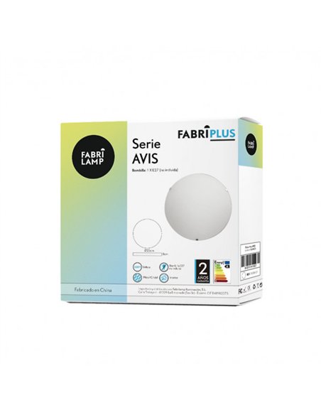 Plafon Redondo Avis 1xe27 Blanco 25x25x6 Cm