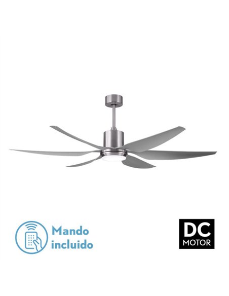 Ventilador Dc Otto 24w 2950lm Niquel 6 Aspas Plata Reg.x167d 3000-4000-6000k 2tijas C/remoto