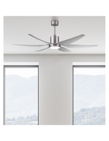Ventilador Dc Otto 24w 2950lm Niquel 6 Aspas Plata Reg.x167d 3000-4000-6000k 2tijas C/remoto, Memoria y Temporizador