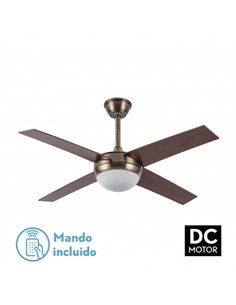 Ventilador Dc Ciro 2xe27 Cuero 4 Asp. Nogal 35/45x116