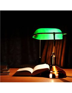 Sobremesa Abogado 1xe27 Cuero/verde 38x26x18 Cm 2