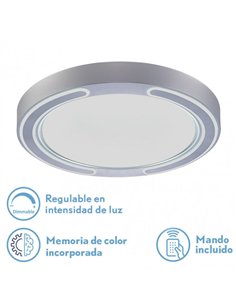 Plafon 72w Asher Plata 3000-4000-6500k 5616lm  6x50x50cm Remoto+reg.int+memoria