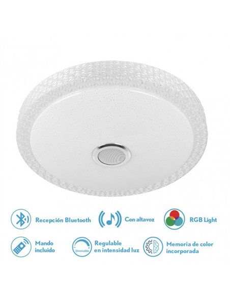Plafon 72w Zaid 3000-4000-6500k Rgb Blan/transp Buetooth 10x50x50 Cm Remoto