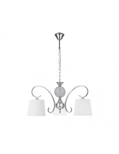 Lampara Bogota 3xe14 Cromo Pantalla Blanca  Regx57x57 Cm