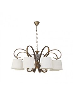 Lampara Bogota 8xe14 Cuero Pantalla Beis Regx75x75 Cm