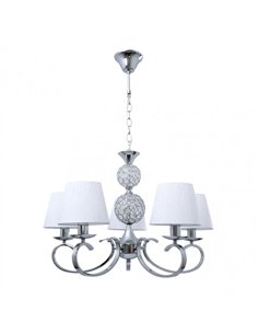 Lampara Ordoñez 5xe14 Cromo Pantalla Blanca Regx60x60 Cm