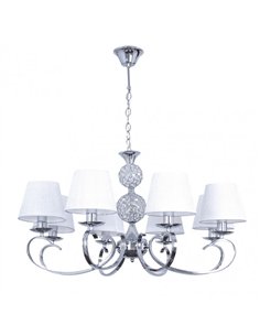 Lampara Ordoñez 8xe14 Cromo Pantalla Blanca Regx76x76 Cm