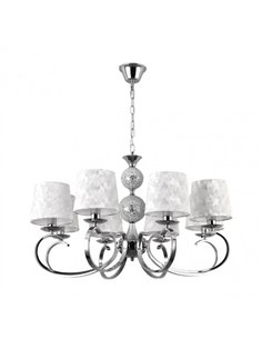 Lampara Ubeda 8xe14 Cromo Pantalla Blanca Regx76x76 Cm