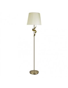 Pie Salon Baeza 1xe27 Cuero Pantalla Beis 162x38x38 Cm